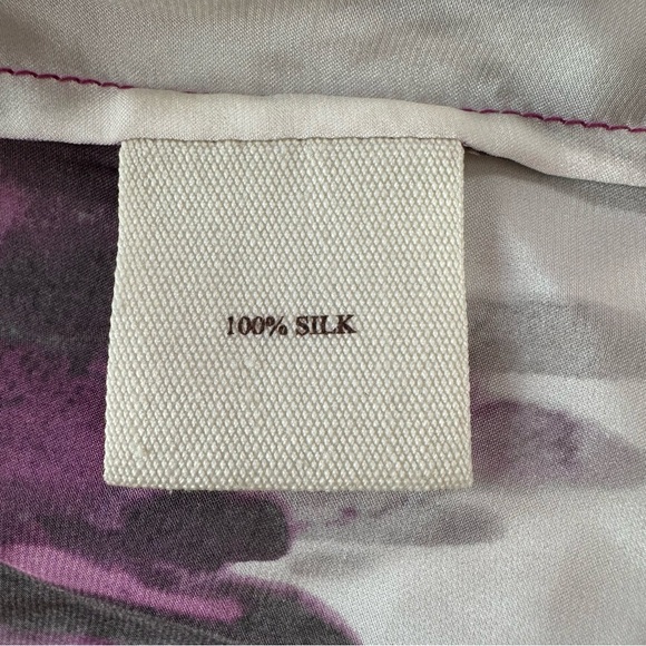 Rebecca Moses Silk Dress Lightweight 3/4 Sleeves Purple Splash Size Medium - Picture 6 of 6